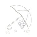 Autumn leaves bouquet under umbrella sketch art design element stock vector illustration